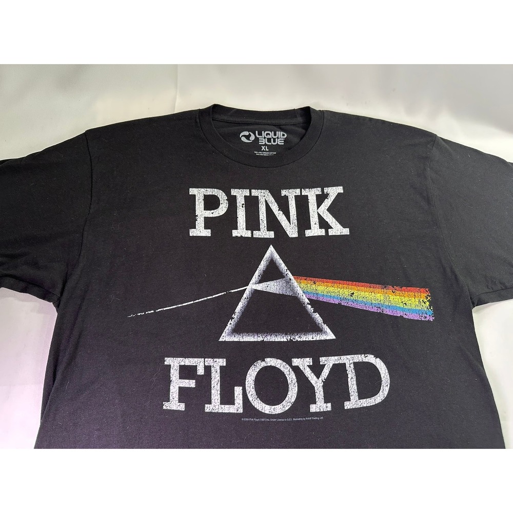Liquid Blue Pink Floyd Dark Side of the Moon Graphic‎ T-Shirt Black XL Rock Band